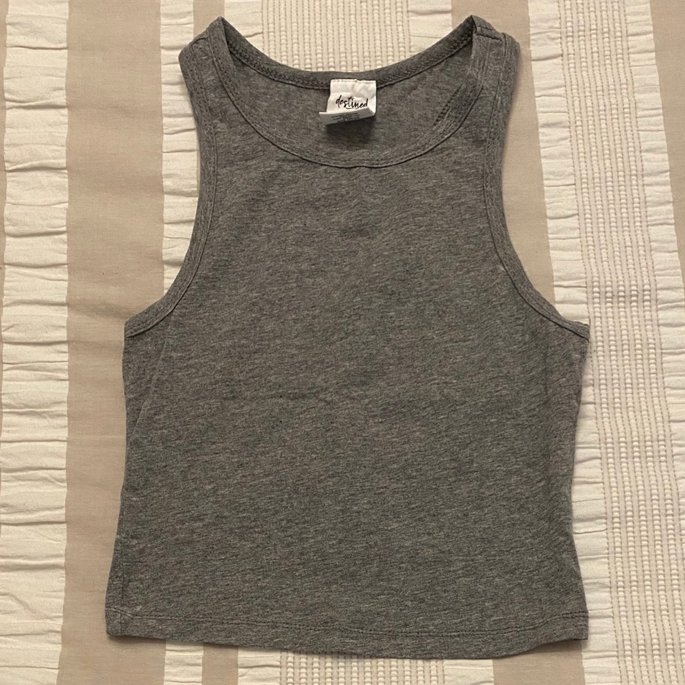 Tillys Basic Gray Cropped Tank Top